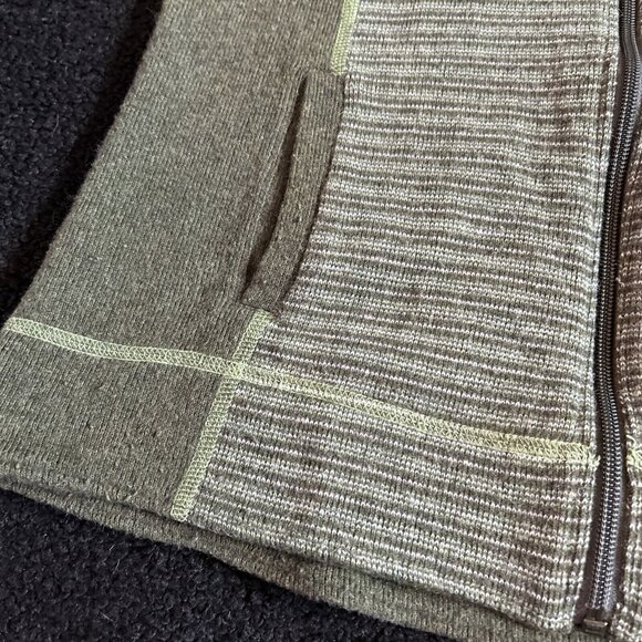 Kuhl Chianti Sweater Women M Green Knit Wool Blend Fleece Hooded Full Zip - Picture 2 of 8